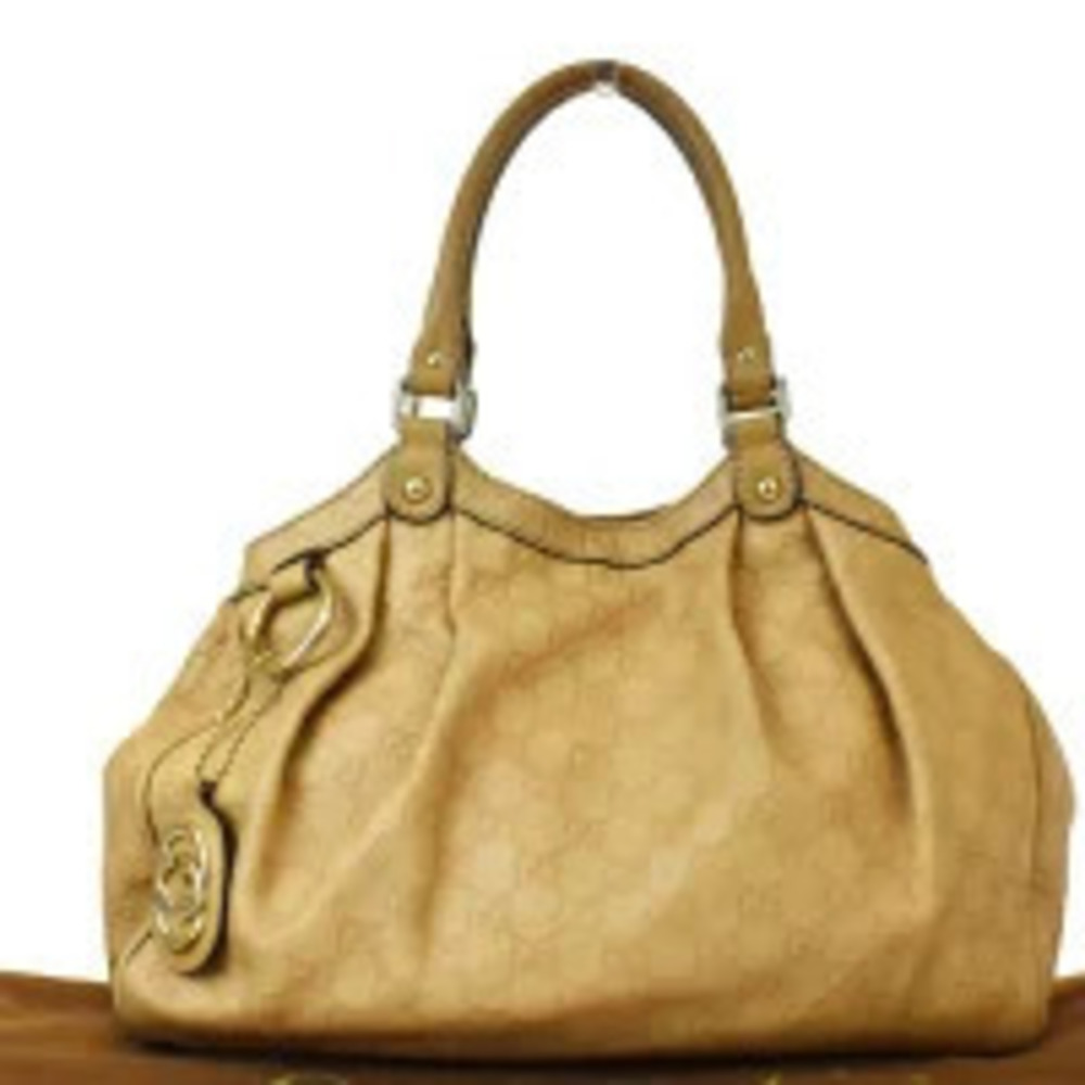 Gucci Shima Shoulder Bag Handbag GG Brown Leather